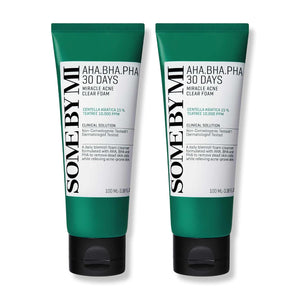 SOME BY MI AHA BHA PHA 30 Days Miracle Acne Clear Foam – Pack of 2